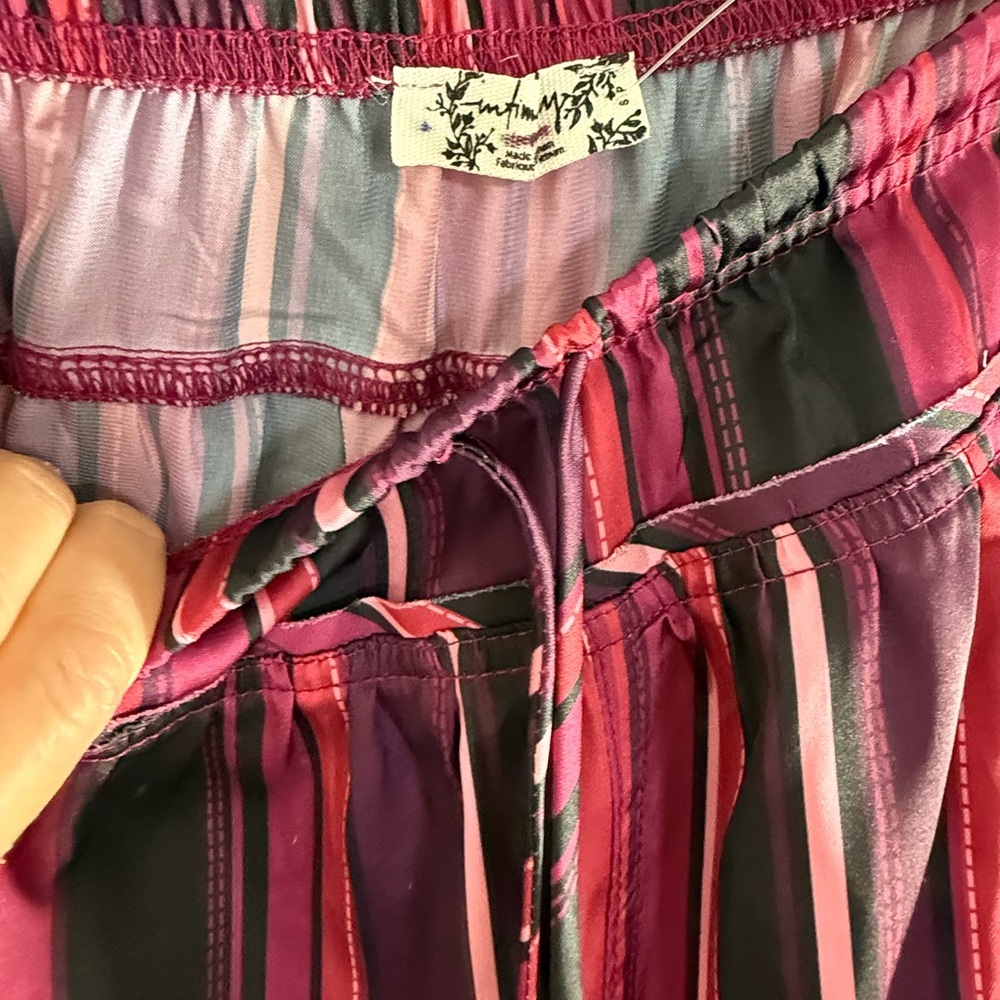 Free People Wide Leg Striped Lounge Pants in Plum Multi - Picture 5 of 8
